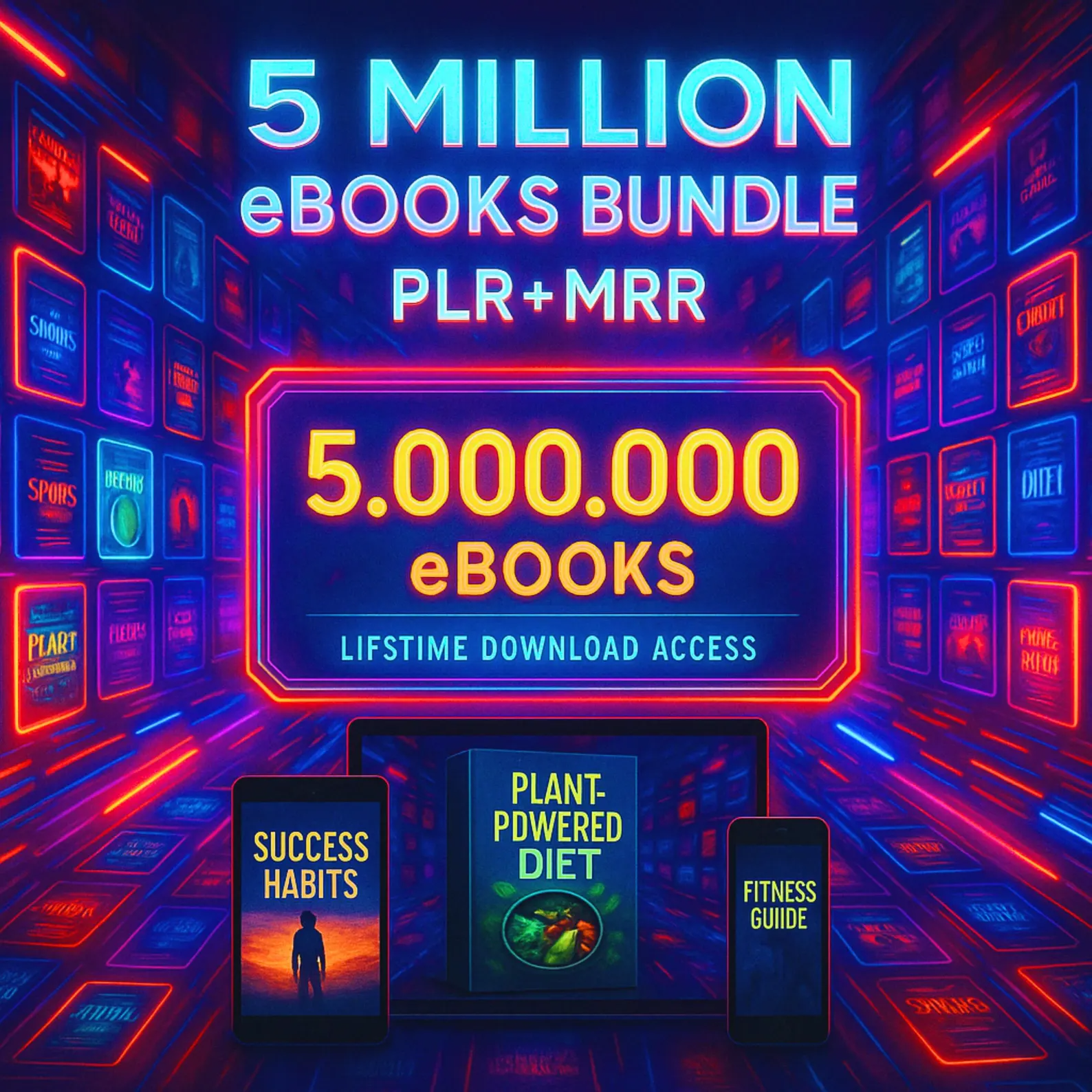 5 Million eBooks Mega Bundle – PLR & MRR, Resellable, Passive Income, Financial eBooks
